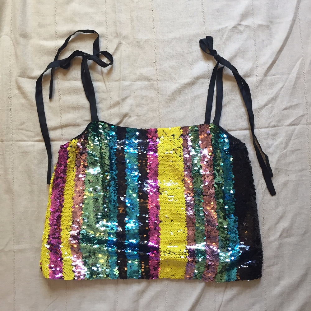 Sequins Tie Straps Top